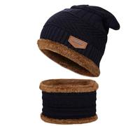 Cilnos Winter Beanie Hat & Scarf Set,Stylish Knit Skull Cap and Neck Warmer for Men and Women, Dual-Layer Insulation, Windproof & Thermal