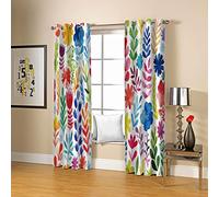 CILODO Curtains for Kids Bedroom Colourful & Flora W117cm (46") x D138cm (54") x 2 3D Pattern Microfiber Blackout Fabric Eyelet Window Drapes for Kids Nursery Playroom 2 Panels