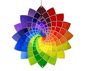 CIM Metal Wind Spinner - Rainbow Star - 250mm - easily spinning wind mobile with brilliant colours - including suspension - attractive room, window and garden decoration