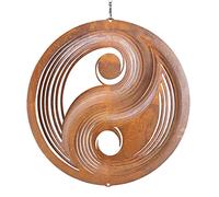CIM Patina Wind Spinner - YIN YANG 250 - Diameter: 25cm - with ball bearing swivel and hook - attractive rust decoration