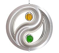 CIM stainless steel wind spinner - Yin Yang - incl. ball bearing swivel, hook and nylon cord - attractive stainless-steel decoration to hang up (Yin Yang 200)