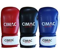 Cimac Artificial Leather Boxing Training Sparring Kickboxing Gloves (Blue, 10oz)