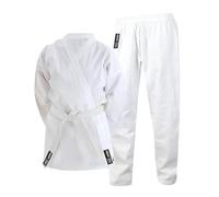 Cimac Karate Gi - White - 200g Karate Suit, Student Training & Sparring Uniform with Elasticated Waistband, Made from Lightweight Polycotton, Comes with a Belt, 100cm