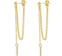 CIMAXIC 1 Pair S925 Silver Tassel Chain Earrings for Women, Golden Drop Dangle Ear Jewelry with Lightweight Design, for Special Occasions and Daily Dressing