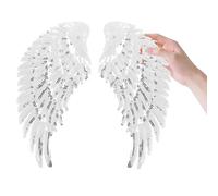 CIMAXIC 1 Pair Silver Sequin Angel Wings Applique for DIY Lovers, Polyester Embellishment Patch, Iron-on Costume Decoration for Wedding and Handmade Bags