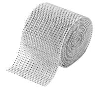 CIMAXIC 1 Roll Cuttable Craft Rhinestone Trim Replaceable Rhinestone Ribbon Crafted Costume Trim Silver Glitter Wide Range of Uses Safe Plastic Resin Ribbon for Wedding and New Year