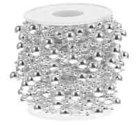 CIMAXIC 1 Roll Silver Faux Pearl Beads Garland Strand Flexible Plastic and Resin Material for Craft Creations and Christmas Decoration Random Color