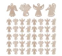 CIMAXIC 100pcs Angel Cutout Decorations: Unfinished Wood Pendants for Christmas Tree - Paint Your Own Wooden Angel Ornaments - Rustic Home Wedding Party Decor