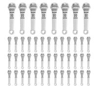 CIMAXIC 100pcs Antique Silver Microphone Charms: Musical Instrument Notes Music Symbols Charms Pendants for DIY Necklace Bracelet Earrings Jewelry Making