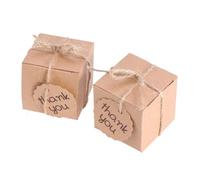 CIMAXIC 100pcs Kraft Paper Candy Boxes with Thank You Card, Square Party Boxes for Holding Cookies and Biscuits, for Party and Food Table Supplies