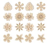 CIMAXIC 100pcs Small Wooden Craft Embellishments Natural Wood Slices Floral and Foliage Disc Shapes Blank Wood Pieces for Crafts Effortless Assembly Creative Style Khaki Colour for Holiday