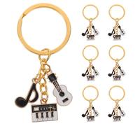 CIMAXIC 10pcs Music Note Keychain, Alloy Mini Guitar and Keyboard Charms for Musicians, Decorative Key Ring for Party Favors, Musician , Car Accessories