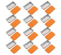 CIMAXIC 12pcs Orange 60x34x11mm Tinplate Sliding Lid Boxes for Lip Balm, Lipstick, Handmade Soap Packaging, Mini Push-pull Iron Storage Containers for Cosmetic and Craft Use