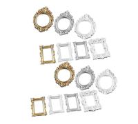 CIMAXIC 14pcs Resin Miniature Photo Frames for Phone Case Decor and DIY Crafts Making, Assorted Color Square and Oval Shapes Retro Style, Environmental Protection Materials for Lovely Mini
