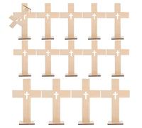 CIMAXIC 14Pcs Wooden Crosses for Baptism - Unfinished Standing Nativity Cross Decor - Church Wedding Prayer Ornament for First Communion Christmas Easter