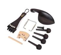 CIMAXIC 15-piece Violin Ebony Fittings Set Tailpiece Chinrest Endpin 4 Pegs and Tail Gut Complete Accessories for Luthier Repairs and Violin Maintenance