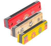 CIMAXIC 16 Hole Boys and Girls Harmonica Wooden Music Harmonica Toy 3 Piece Set Children's Educational Musical Instrument Boys and Girls