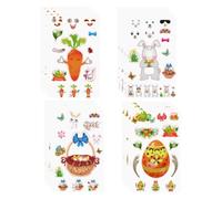 CIMAXIC 16 Sheets Easter Bunny Rabbit Stickers for Craft Project Paper Decals with Easter Eggs and Carrot Shapes and Fun DIY Activities
