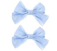CIMAXIC 2 Pcs Blue Bow Drapery Tieback Clips, Modern Minimalist Curtain Holdbacks, Decorative Drape Buckles for Home Window Treatment