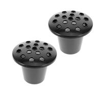 CIMAXIC 2 Pcs Cemetery Floral Arrangement Holder with 16-hole Black Lotus Vase Base and White Foam Insert, Memorial Grave Flower Holder for Outdoor Graveside Decoration