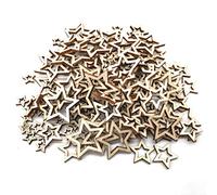 CIMAXIC 200pcs DIY Educational Graffiti Star Wood Pieces for Boys Khaki Wooden Material Precise Cutting Safe Design to Place on The Table and Draw Some Color
