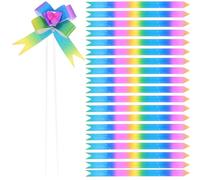 CIMAXIC 200pcs Gradient Rainbow Pull Bows Wrapping Pull Flowers Small Bow Ribbons for Wedding Car Decorations DIY Present Box Wrap Party and Holiday Supplies