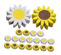 CIMAXIC 20Pcs Daisy Wood Beads DIY Craft Making Loose Charms for Jewelry and Home Decor Smooth Surface Wooden Beads for Wreaths Wall Art and Flower Party Decorations