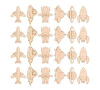 CIMAXIC 24pcs Outer Space Cutouts: Unfinished Wooden Rocket Planet Astronaut Cutouts, Unpainted Blank Shapes for DIY Photo Craft Bulletin Board Classroom Decor