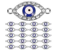 CIMAXIC 25PCS Evil Eye Beads Charms - Double Loops Crystal Connector - Rhinestone Evil Eye Charms Pendant - Findings for DIY Jewelry Necklace Bracelet Crafts Making