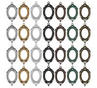 CIMAXIC 28pcs Pendant Trays: Oval Empty Pendant Setting - Alloy Jewelry Findings Bezels - Tray Blanks for Creating Custom Charms - Ideal for DIY Accessories and Festive Events