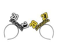 CIMAXIC 2pcs 2027 Happy New Year Headband Set with Spanish Style, Lightweight Plastic and Cloth Material, Photo- Hair Accessories for Adults, for New Year Travel and Party