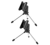 CIMAXIC 2pcs Adjustable Metal Microphone Tripod Stand Foldable Desktop Mic Holder for Recording Universal Tabletop Bracket Spring Clip