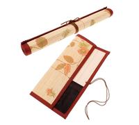 CIMAXIC 2pcs Bamboo Paint Brush Case for Artists Vintage Calligraphy Brush Holder Portable Canvas Organizer for Travel Home and Painting Accessories