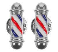 CIMAXIC 2pcs Barber Shop Pole Brooch Lapel Pin Set, Creative Barber Shop Light Brooch, Silver Plating Alloy, Ideal for Barbershop Decor and