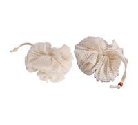 CIMAXIC 2pcs Beige Ramie Mesh Bath Loofah Sponge Soft Body Scrubber Exfoliating Shower Wash Puff for Men and Women, Comfortable Foam Generating Shower Sponge for Daily Bathing Random Color