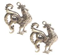 CIMAXIC 2pcs Brass Rooster Pendants for Keychain Diy, Retro Decorative Rooster Ornaments Made of Sturdy Brass, Not Easy to Break Or Deform, for Creative Home Décor