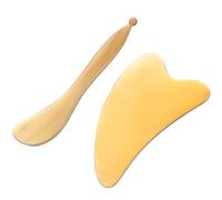 CIMAXIC 2pcs Buffalo Horn Guasha Scraping Board Set for Facial and Eye Massage, Natural Material Massage Stick for Trigger Point Therapy and Skin Care in Home Use Assorted style