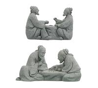 CIMAXIC 2pcs Chess Player Ornaments Garden Zen Adornments for Outdoor Landscape Decor Sandstone Craft Suitable for Home and Garden Decoration