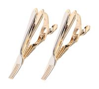 CIMAXIC 2pcs Copper Cutlery Tie Clips for Men Unique Fork-shaped Bars for Business and Wedding Minimalist Professional Suit Accessories for Secure Hold and Elegant Appearance
