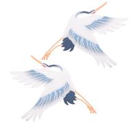 CIMAXIC 2pcs Crane Applique Sew on Patches National Style Fashion Matching Multi Color Supple Comfortable Repairing Patches for Clothes Shop and Shopping Mall Use