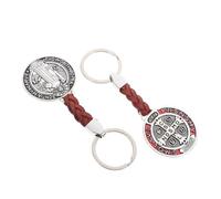 CIMAXIC 2pcs Cross Keychain Cross Pendant St Benedict Medals Charm St. Benedict Medal Keychain Keyring Charm Purse Keyring Trinket Accessory Metal