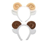 CIMAXIC 2pcs Cute Plush Ears Headband with Sheep Horn and Lamb Ear Design, Soft Plush Material for Cozy Fit and Versatile Styling, for Daily Skincare and Parent Interaction in Cooler