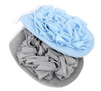 CIMAXIC 2pcs Dual-Sided Body Scrubber Shower Gloves Set, Soft Fine Polyester Bathing Towels for Gentle Exfoliating and Skin Cleansing, Includes Gray and Blue Bath Flowers for Adult Body