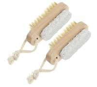 CIMAXIC 2pcs Dual-Sided Pumice Foot Stone and Nail Brush Set 9.5x4cm, Exfoliating Foot Scrubber for Dead Skin Removal, Shower Accessory for Heel and Fingernail Cleaning