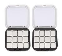 CIMAXIC 2pcs Eyeshadow Tray with Pans Empty Makeup Case 2.99x2.83x0.67in Portable Multi-purpose Magnet Plastic Metal for Women Makeup Store Salon Can Store 12 Pans