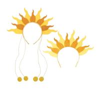 CIMAXIC 2pcs Fire Flame Headpiece Sun Headband Carnival Hair Accessories Glittery Mardi Gras Rave Festival Headdress for Women Girls Easy to Wear