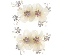 CIMAXIC 2pcs Flower Shoe Clips, Golden Lace Alloy Pearl Rhinestone Decorations, Reusable Bridal Shoe Accessories for Wedding, Evening Party and Valentine's Day