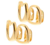 CIMAXIC 2pcs Golden Metal Teeth Grill with Zircon Decoration, Comfortable Breathing and Extended Wear Clip-on Tooth Grill Cap for Parties and Halloween Costume Accessories