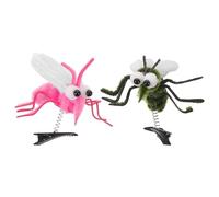CIMAXIC 2pcs Mosquito Hair Clips: Realistic Bug Insect Hair Barrettes for Halloween Cosplay Costume Accessories - Gift for Insect Lover (Green, Pink)
