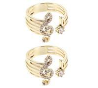 CIMAXIC 2Pcs Music Lover Ring: Bling Rhinestone Music Note Open Rings - Romantic Finger Jewelry Gold for Couples Wedding Promise, Adjustable Size
